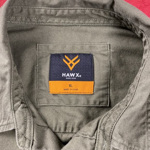Hawx Work Gear Shirt Mens XL Olive Green Button Up Flap Pockets Short Sleeve - Picture 3 of 8